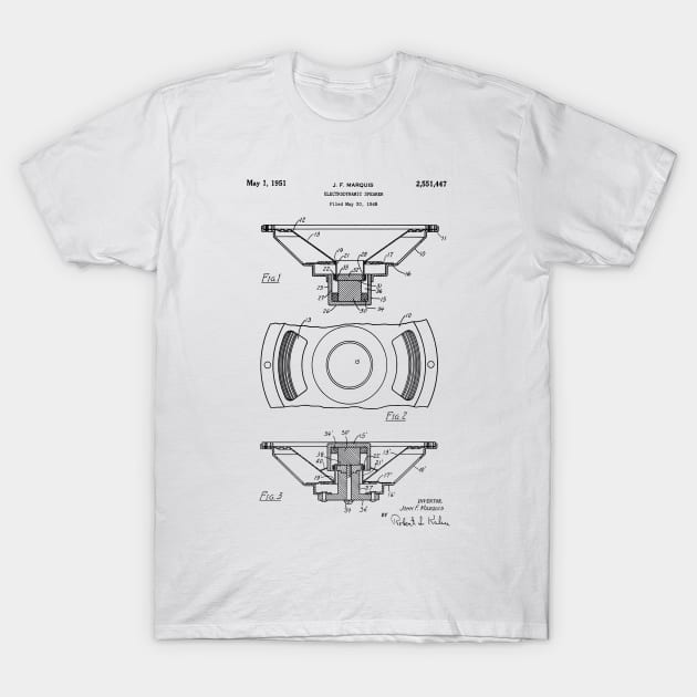 Audio Speaker Patent Blueprint 1951 T-Shirt by MadebyDesign